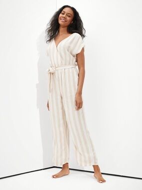 American Eagle Striped Tie-Waist Jumpsuit - Size XS